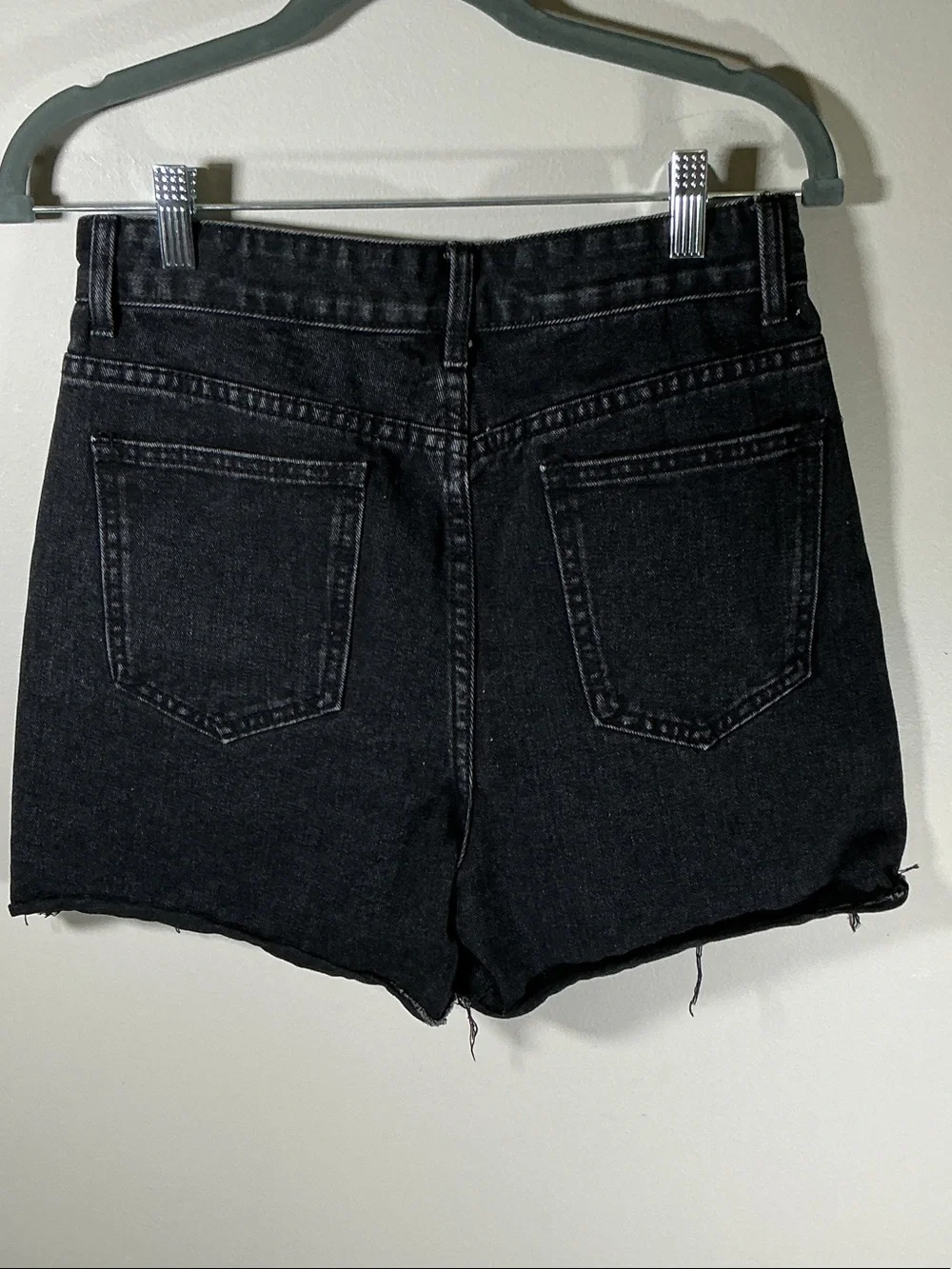 Shein Black High Rise Raw Hem Denim Shorts Size 6